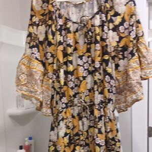 Floral Maxi Dress in Black and Yellow